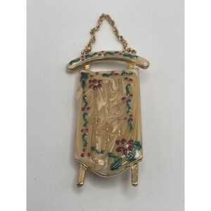 Vtg Rare Enamel Christmas Sled Brooch GTC signed